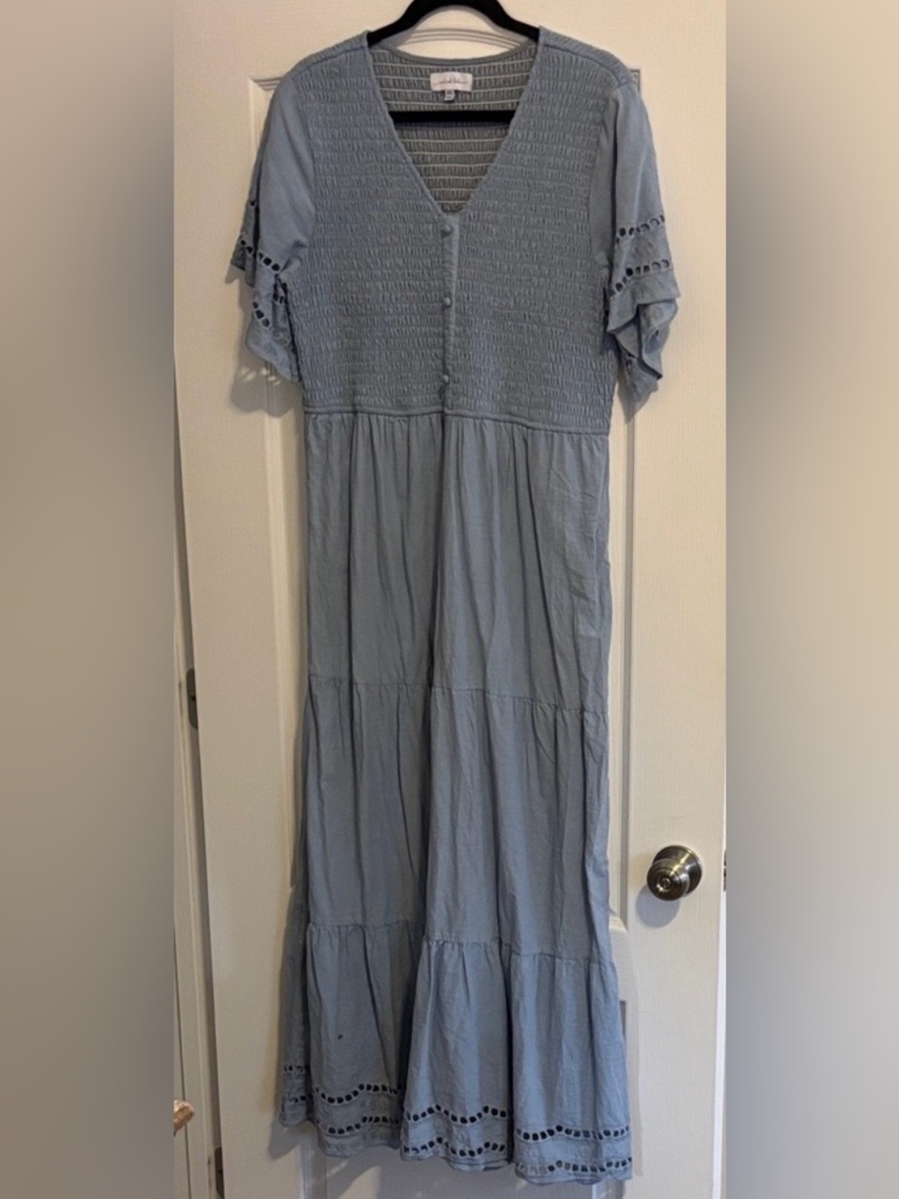 One loved babe V-Neck Maxi Dress in Light Blue